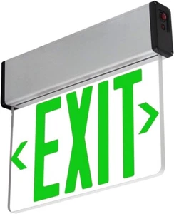 Emergency Lighting Green Letters Single Face Exit Sign Clear Panel PAC0203G - Picture 1 of 8
