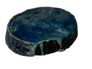 Vintage Modernariato 70 Fermacarte AGATA BLU del Brasile Porzione di Geode - Foto 1 di 10