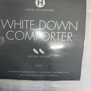 Hotel Collection White Down 400-TC Medium Weight King Comforter, NWT - Picture 1 of 3