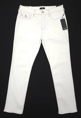 True Religion Mens 33 Geno SN Flap Relaxed Slim Optic White Denim Jeans NWT $159 - Image 1 of 4