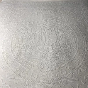 Vtg Matelasse Bedspread Coverlet Full/Queen White Medallion with Hearts - Bild 1 von 16