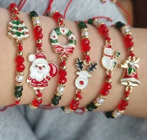 Weihnachtsarmband Perlenarmband 6er Set Damen Weihnachten Armband Geschenk - Bild 1 von 4