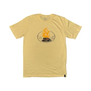 Prana Herren T-Shirt gelb Campfire Grafik Größe Large Bio-Baumwolle - Bild 1 von 5