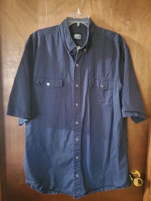 Men's KEY Shirt XLT Tall Navy Blue Cotton Button Up Western SS Chore Ranch NICE - Image 1 of 4