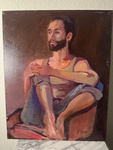 Original & Signed Oil Portrait of a Man In Thought | Expressionist | 16x24” - Picture 1 of 4