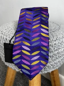 Duchamp London Black Label 100% Silk Purple Colourful Ovals Pattern Tie NEW Tags - Picture 1 of 6