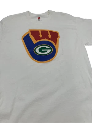 Green Bay Packers Mens T-Shirt Sz L Wisconsin All-In-One Brewers Badgers - Image 1 of 4