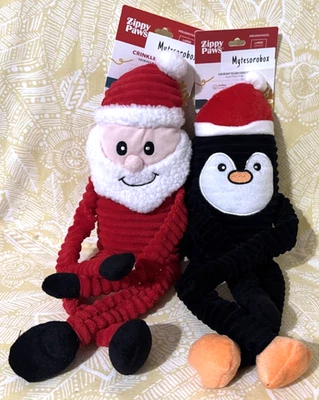 ZippyPaws 2-Pack Holiday LARGE CRINKLE SANTA & PENGUIN Dog Toy -FREE SHIPPING- - Image 1 of 4