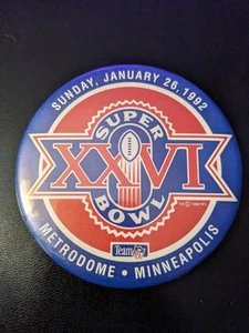 Vintage NFL Super Bowl XXVI 1992 Washington Redskins VS Buffalo Bills Button - Picture 1 of 5