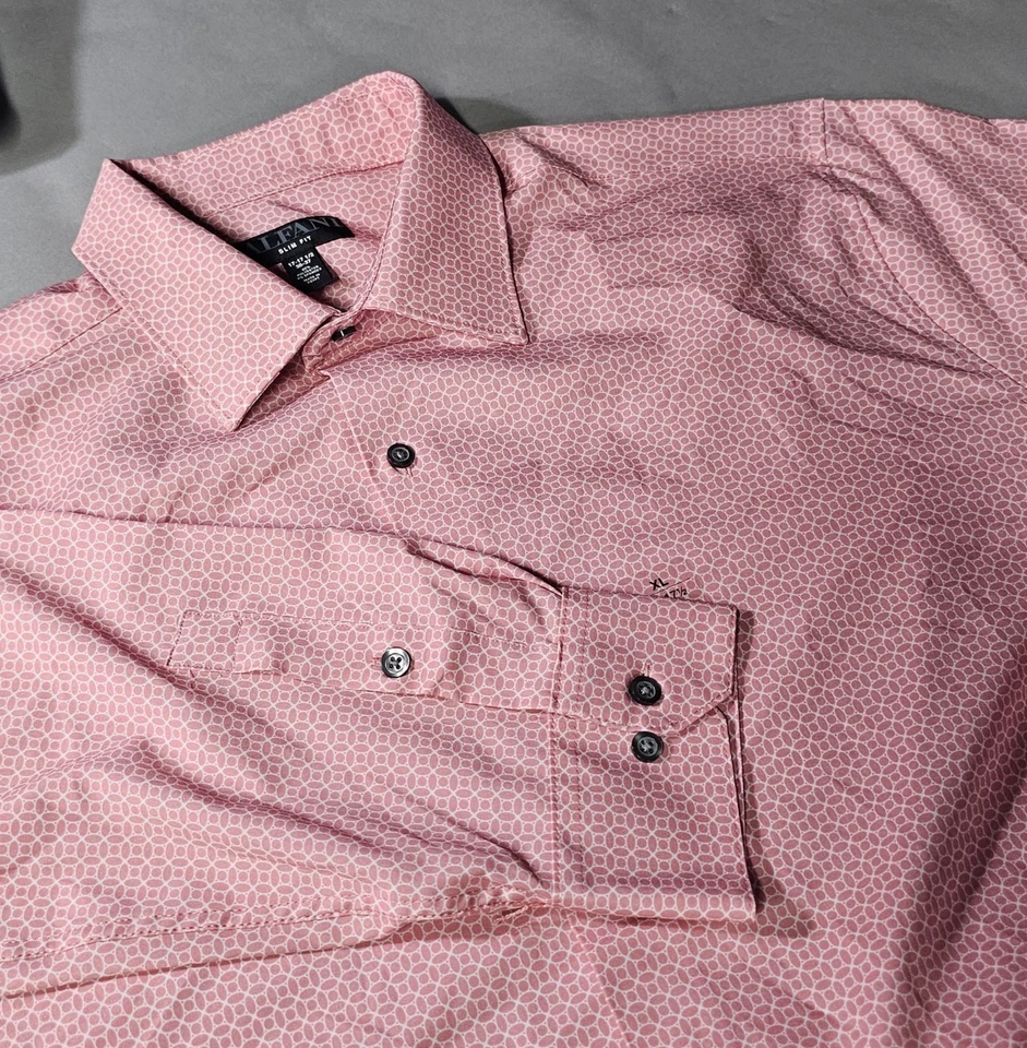 Alfani Men's Button Shirt 17-17.5 36-37 Long Sleeve Slim Fit Stretch Pink  new - Image 1 of 4