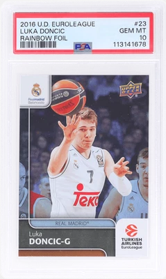 2016 Upper Deck Turkish Airlines Euroleague Luka Doncic Rainbow Holo #23 PSA 10 Foto 1 de 2