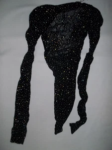 Romwe transparenter Strass Spinnennetz Print Netz Langarm Body 1sz schwarz - Bild 1 von 4