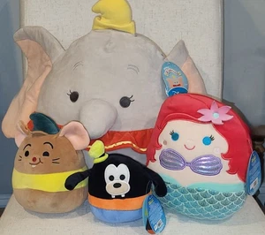 Disney Squishmallows Lot Little Mermaid Ariel Cinderella Gus Goofy Large Dumbo - Picture 1 of 3