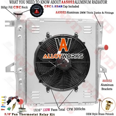 4 Row Radiator Shroud Fan For 1986 Ford Ranger/Explorer/Mazda B2300 1985-1994 - Изображение 1 из 4