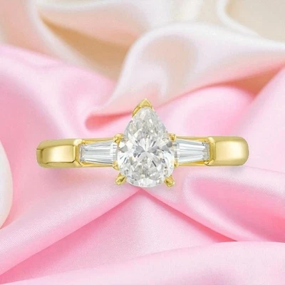 18k Yellow Gold IGI Certified Lab Grown Diamond Engagement Ring 1.40 Ct Pear Cut - Image 1 of 4