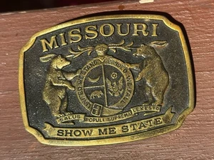 “GREAT SEAL OF THE STATE OF MISSOURI” Solid Brass Belt Buckle 1976 - Picture 1 of 7