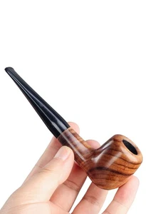 5,8" Bent Tabakpfeife Golden Wood Stiel 9mm Handarbeit Holzfilter Pfeife Smoking Pipe - Bild 1 von 9