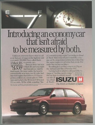 ISUZU I-MARK RS 1989 anuncio, anuncio impreso Isuzu, cupé rojo Foto 1 de 3