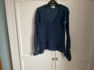 Next Teal Mohair V Neck Jumper 6 - Image 1 of 3