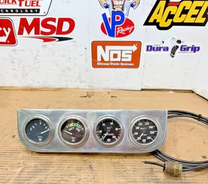 VINTAGE STEWART WARNER 4 GAUGE PANEL TEMPERATURE OIL PRESSURE  FUEL VOLTS - Picture 1 of 9