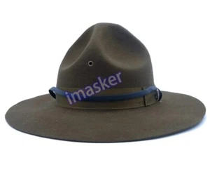 Military Campaign Hat Drill Sergeant Instructor Hat Mountie Ranger Hat 100%Wool - Picture 1 of 7