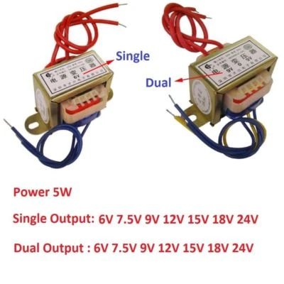 5W EI Ferrite Core Input AC 220V 50Hz Power Transformer Single/Dual Output 6-24V - Image 1 of 4