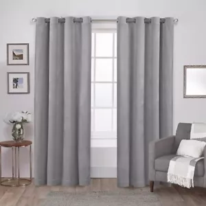Exclusive Home Silver Light Filtering 2 Grommet Curtain Panel Set 54" x 84" Each - Picture 1 of 7