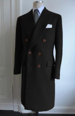 Men's Long Overcoat Double Breasted Formal Business Winter Outdoor Coat - Image 1 of 4