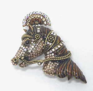 Rare Jay Strongwater Jeweled Enameled Equestrian Brooch Pin - Picture 1 of 6