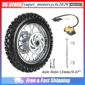 80/100-12 Rear Wheel With Brake Assembly & Axle For Pit Bike 110cc 125cc 140cc - Picture 1 of 13