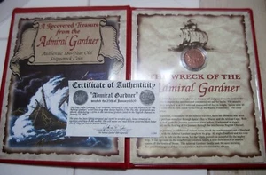 (1808) ADMIRAL GARDNER (SHIPWRECKED COIN) - X CASH -- EAST INDIA COMPANY w/ COA - Picture 1 of 5