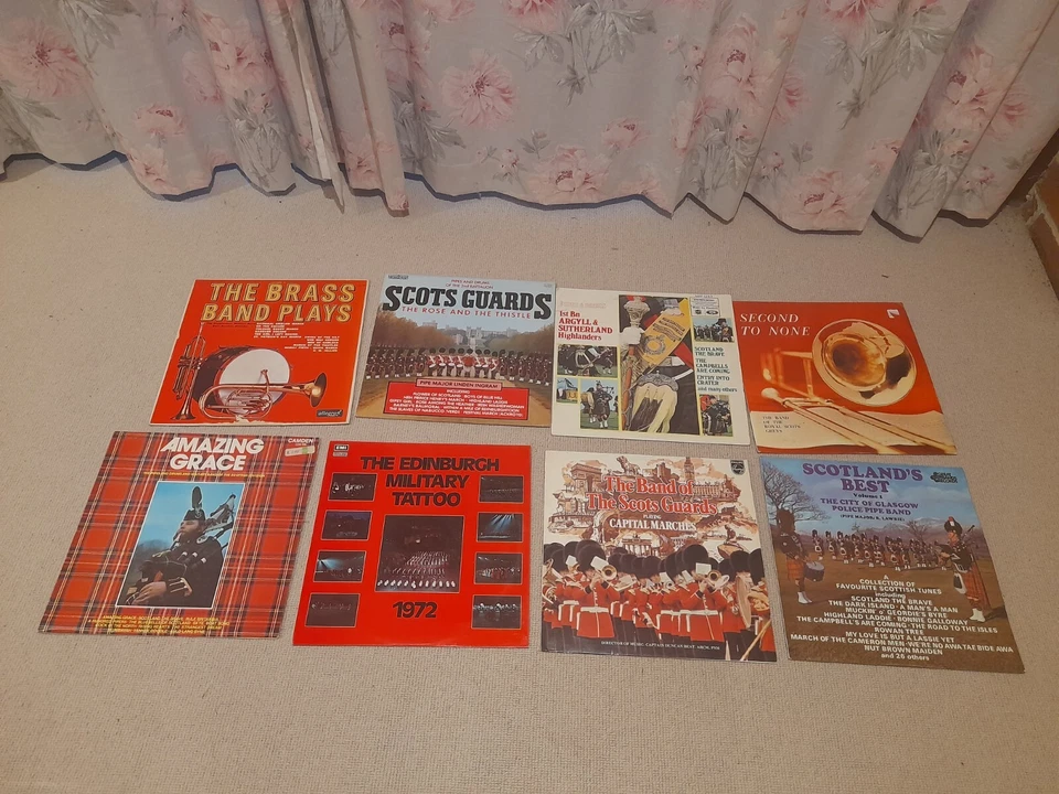 Collection of 8 Scottish Military Bands vinyl LPs Scotland Records Bagpipes - Image 1 of 1