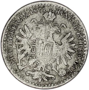 ÖSTERREICH Münze 10 Kreuzer 1871 Stichtag!!! F Fine - Bild 1 von 7
