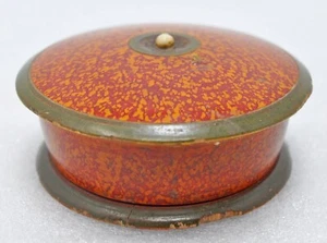 Antique Wooden Kum Kum Powder Tika Box Original Old Hand Carved Lacquered - Picture 1 of 6