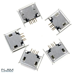 5x Connecteur à souder Micro USB type AB femelle 5 pins Female connector solder - Foto 1 di 7