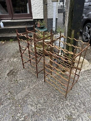Pair Regency Georgian antique wrought iron country house cellar wine racks large - Image 1 of 4