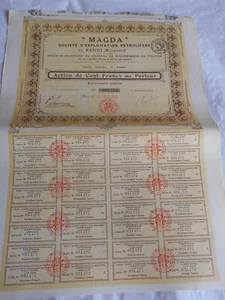 Vintage share certificate Stocks Bonds action MAGDA Baicoi Oil Fields 1922 - Picture 1 of 3