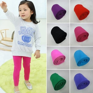 Kids Girls Winter Warm Thick Fleece Leggings Thermal Trousers Pants Plain John - Picture 1 of 20
