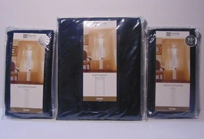 2 Pack Home Collection Lisette Rod Pocket Panel INDIGO 60x95 + 1 Scarf Valance - Image 1 of 4