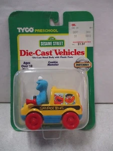 1996 Tyco Sesame Street Diecast Vehicles Cookie Monster School Bus - Picture 1 of 2
