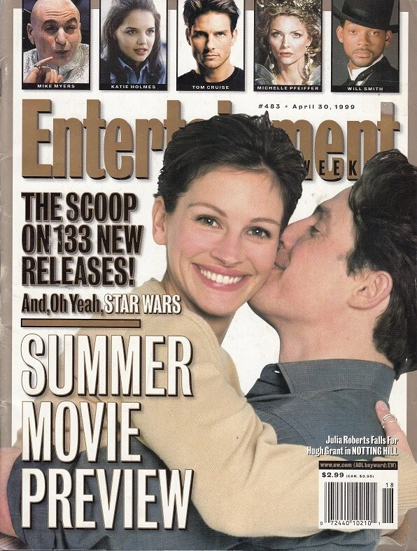 JULIA ROBERTS - HUGH GRANT - WILL SMITH - Vtg ENTERTAINMENT WEEKLY Magazine 1999 - Image 1 of 2