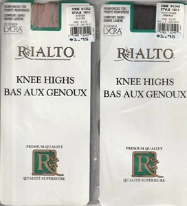 Vintage Rialto Knee High Stockings Reinforced Toe 2 Pack 80's - Picture 1 of 2