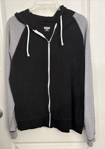 EUC Hype Woman’s Zip Up Hoodie Jacket Black Gray Cotton Polyester Size XL - Picture 1 of 8