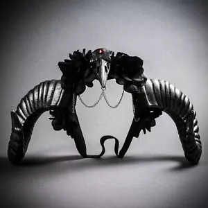 Silver Skull Raven Crow Ram Horn Headband Halloween Party Cosplay Women Headgear - Picture 1 of 4