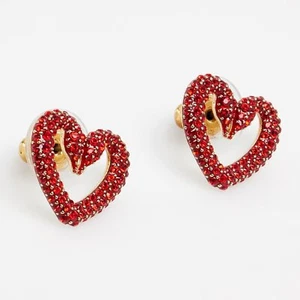 Swarovski Una stud earrings Heart Small Red Gold-tone plated 5649005 - Picture 1 of 6