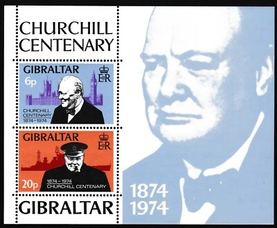 Bloque Gibraltar 1974 Centenario Nacimiento de Winston Churchill MHH aXF Z3655 Foto 1 de 4