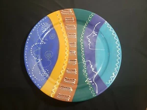 12" Colorful Decorative Red Clay Pottery Plate By Sheila Tarshish Signed 1992 - Picture 1 of 7