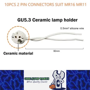 10 X 2 PIN CONNECTORS SUITS MR16 MR11 GU5.3 lamp socket / MR16 MR11 lamp holder - Picture 1 of 3