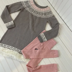 Miss Mona Mouse Girls Long Sleeve Fur Hem Dress & Leggings Bundle of 2 Sz 7-8 YO - Picture 1 of 8