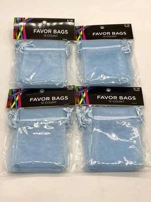 4pc 12-Count Light Blue Organza Favor Bags - Multipack 48pc Total - Image 1 of 2